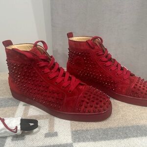 Christian Louboutin Men's Louis Mid-Top Spiked Leather Sneakers